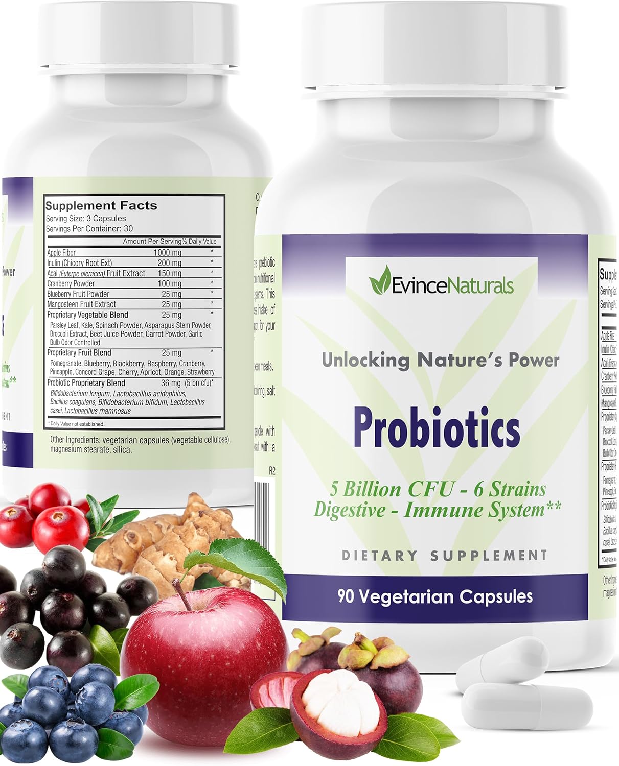 Intense Regenerative Probiotic & Prebiotic Supplement for Men & Women - 5 Billion CFU - Digestive Support & Immunity - 90 Capsules