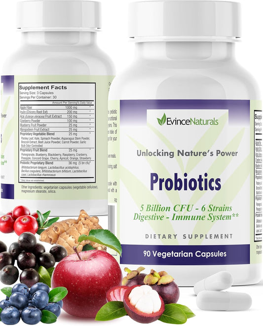 Intense Regenerative Probiotic & Prebiotic Supplement for Men & Women - 5 Billion CFU - Digestive Support & Immunity - 90 Capsules