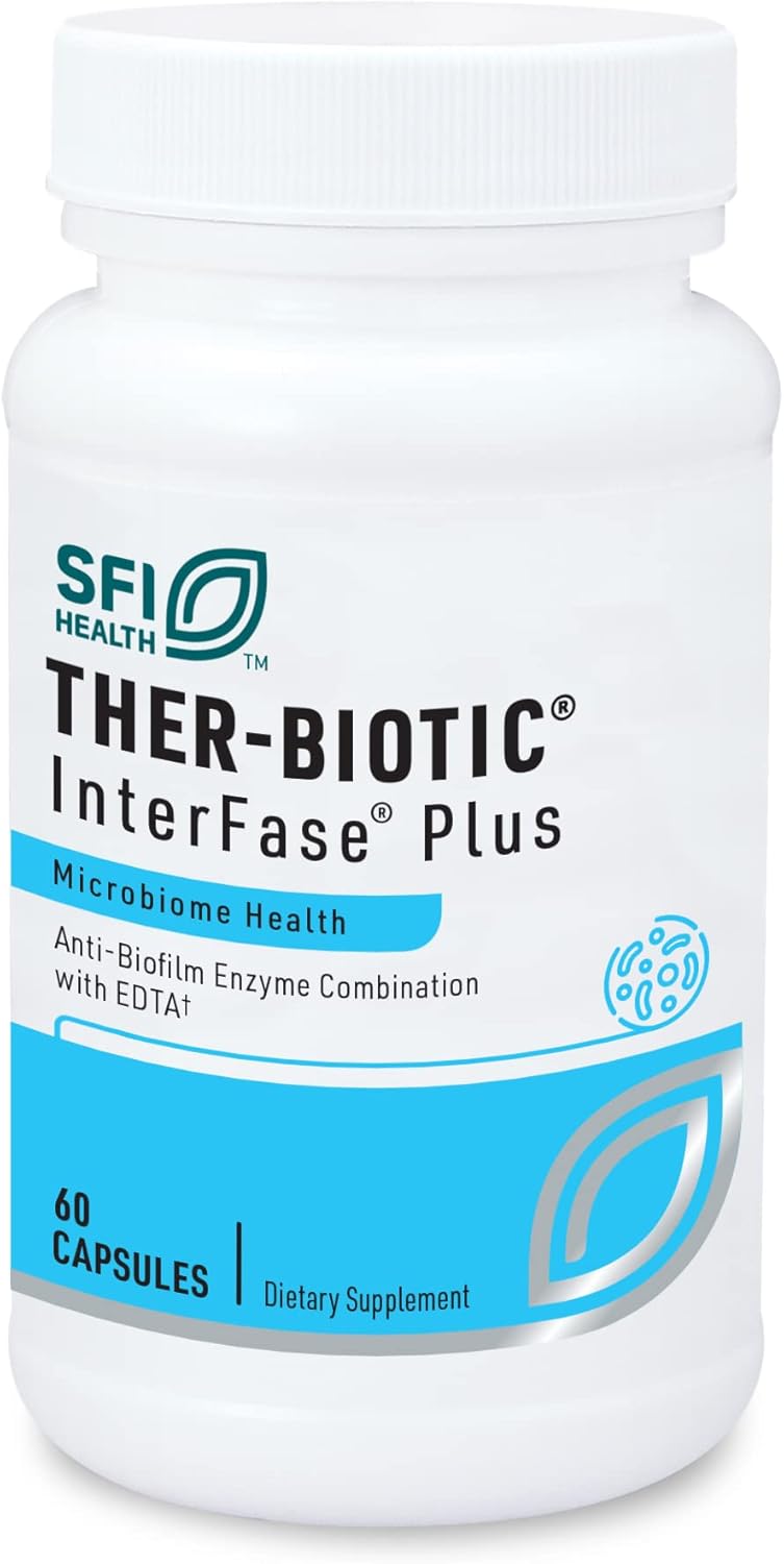 Interfase Plus by Klaire Labs: Enzyme Blend with EDTA for Biofilm Disruption - Gut Health and Detox Support (60 Capsules)