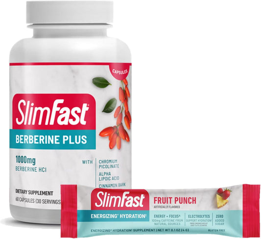 Intermittent Fasting Hydration Packets & Berberine Plus Capsules Bundle: Energizing Fruit Punch Hydration + Berberine Supplement with Cinnamon Bark