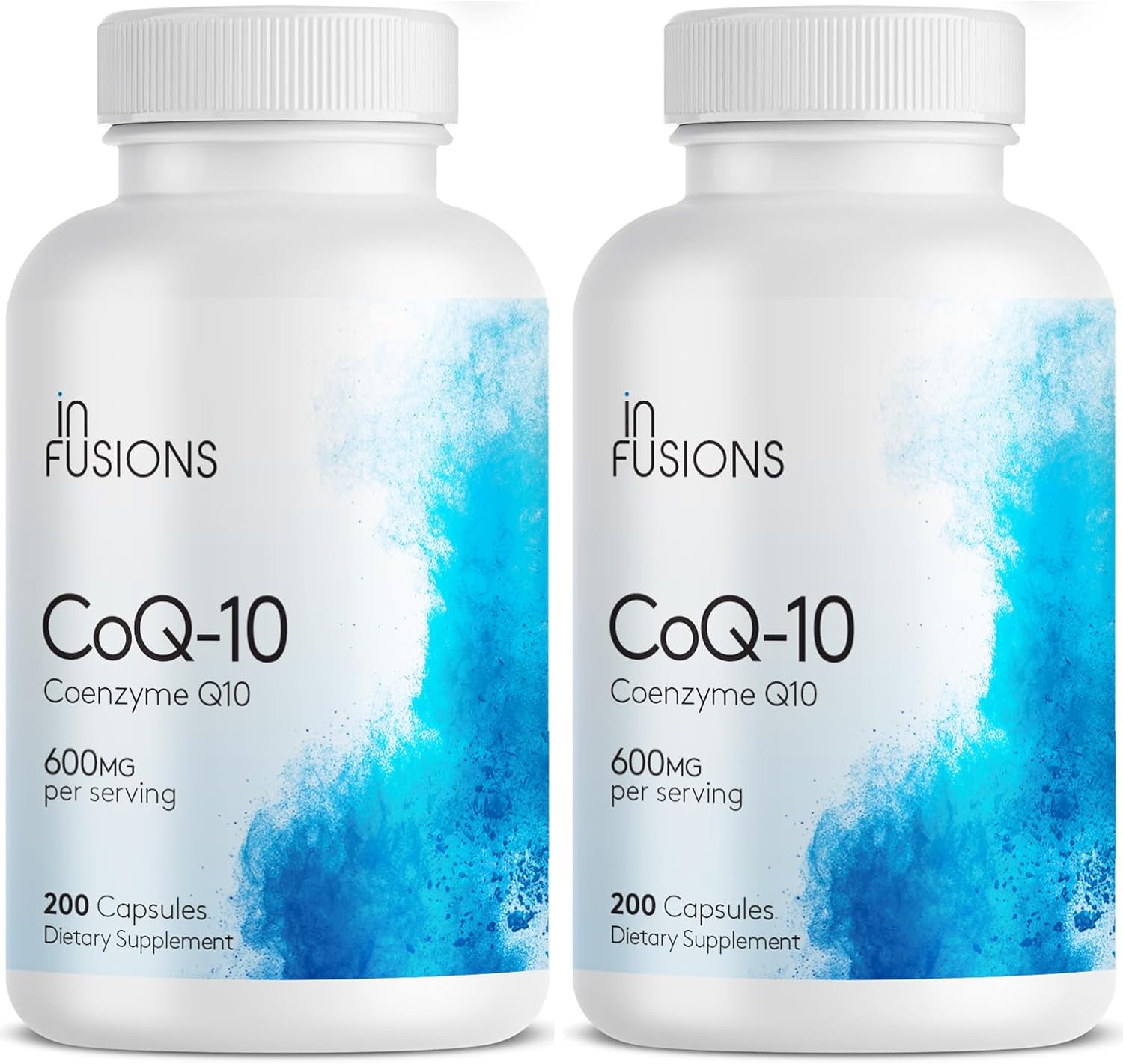 International Infusions CoQ10 600mg 200 Capsules - Maximum Strength, High Absorption, Gluten Free, Non-GMO - Pack of 2
