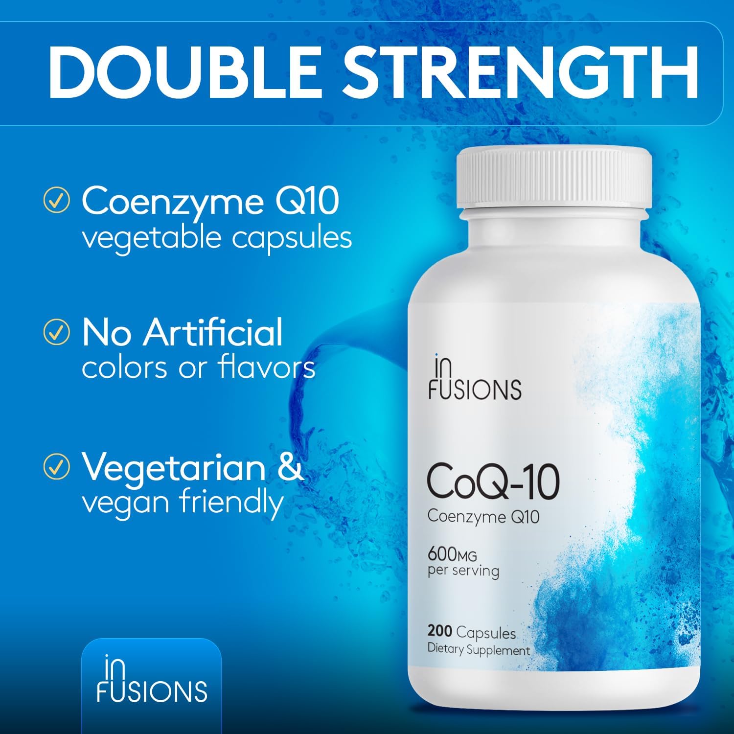 International Infusions CoQ10 600mg 200 Capsules - Maximum Strength, High Absorption, Gluten Free, Non-GMO - Pack of 2
