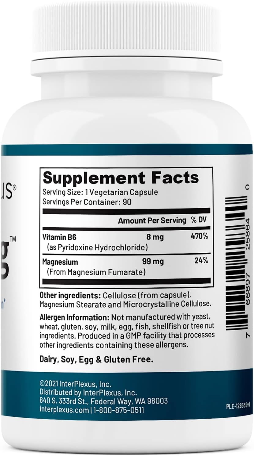 InterPlexus Fura-Mag: High Absorption Magnesium & Vitamin B6 Capsules - 90 Servings, Gluten/Dairy/Soy Free