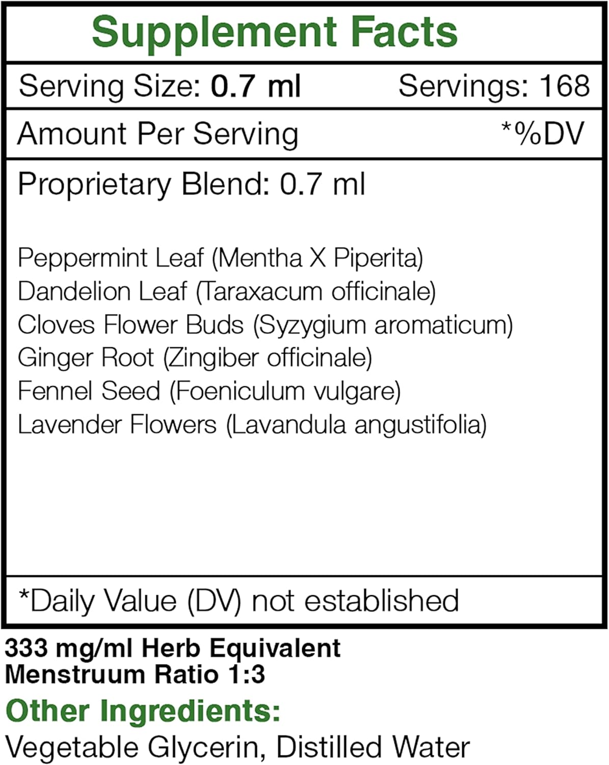 Intesti Secret Alcohol-Free Extract with Peppermint, Dandelion, Cloves, Ginger, Fennel Seed, Lavender - 4 fl oz Glycerite Tincture for Intestinal Tract Support