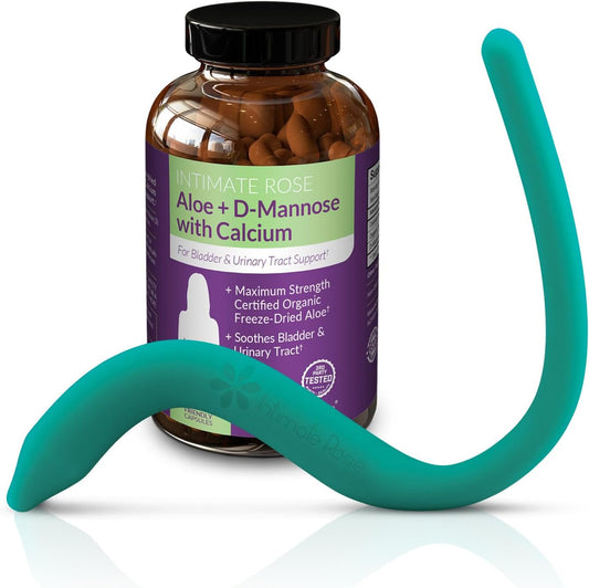 Intimate Rose Maternity Wellness Bundle: Perineal Massage Tool with 10 Vibration Modes & Aloe Vera Capsules for Pregnancy Care