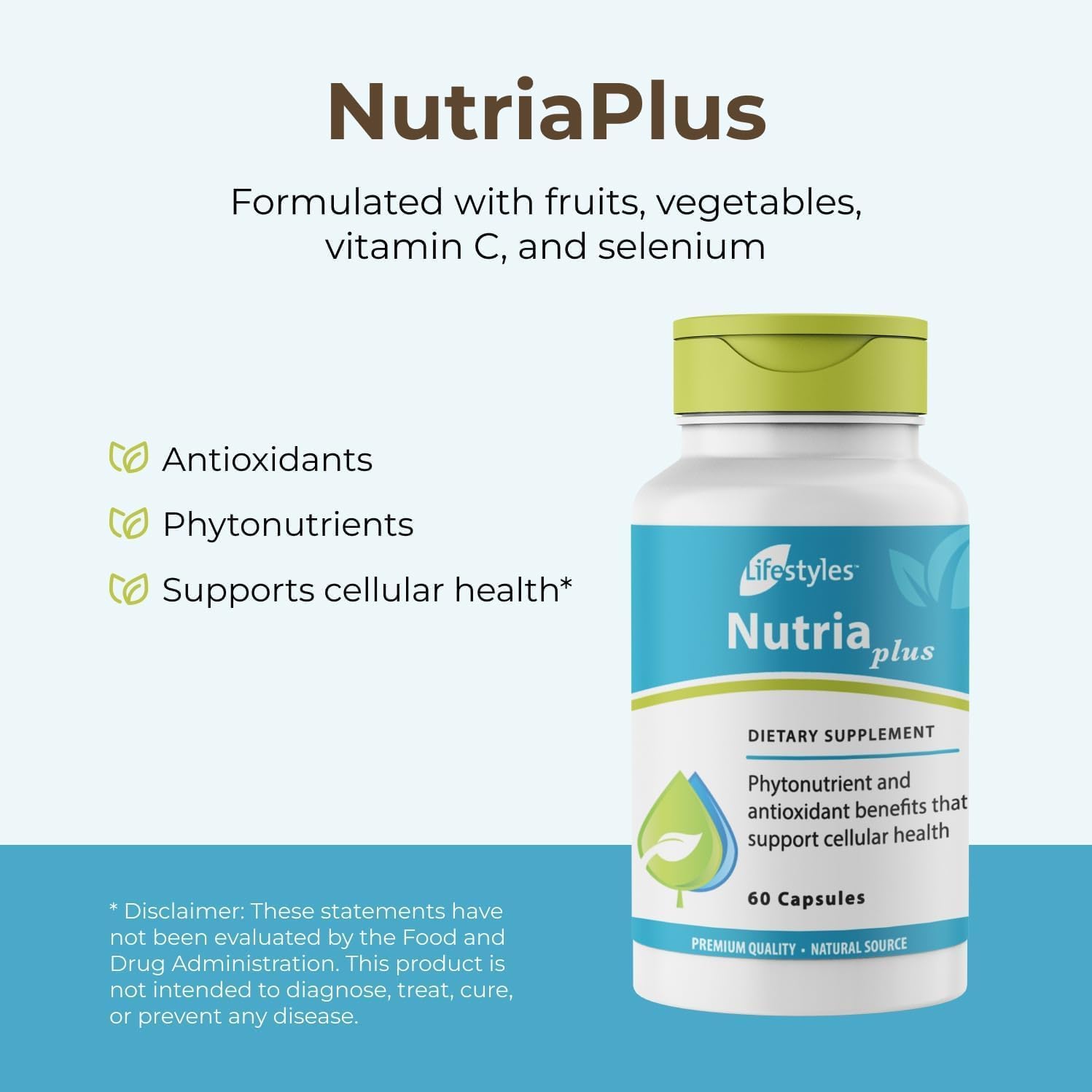 Intra Lifestyles NutriaPlus Antioxidant Supplement - Immune Support Multivitamin with Selenium, Vitamin C, Green Tea, Garlic - 60 Capsules