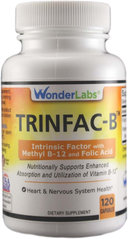 Intrinsic Factor Supplement with Folic Acid and Vitamin B-12 - 120 Capsules by Wonder Laboratories