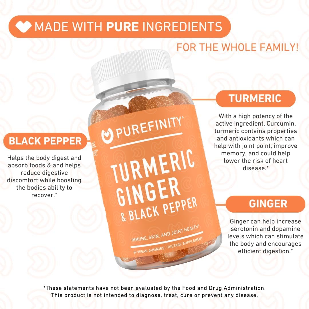 Inulin FOS Fiber Gummies with Turmeric Ginger - Value Pack for Digestive Health and Immunity Support