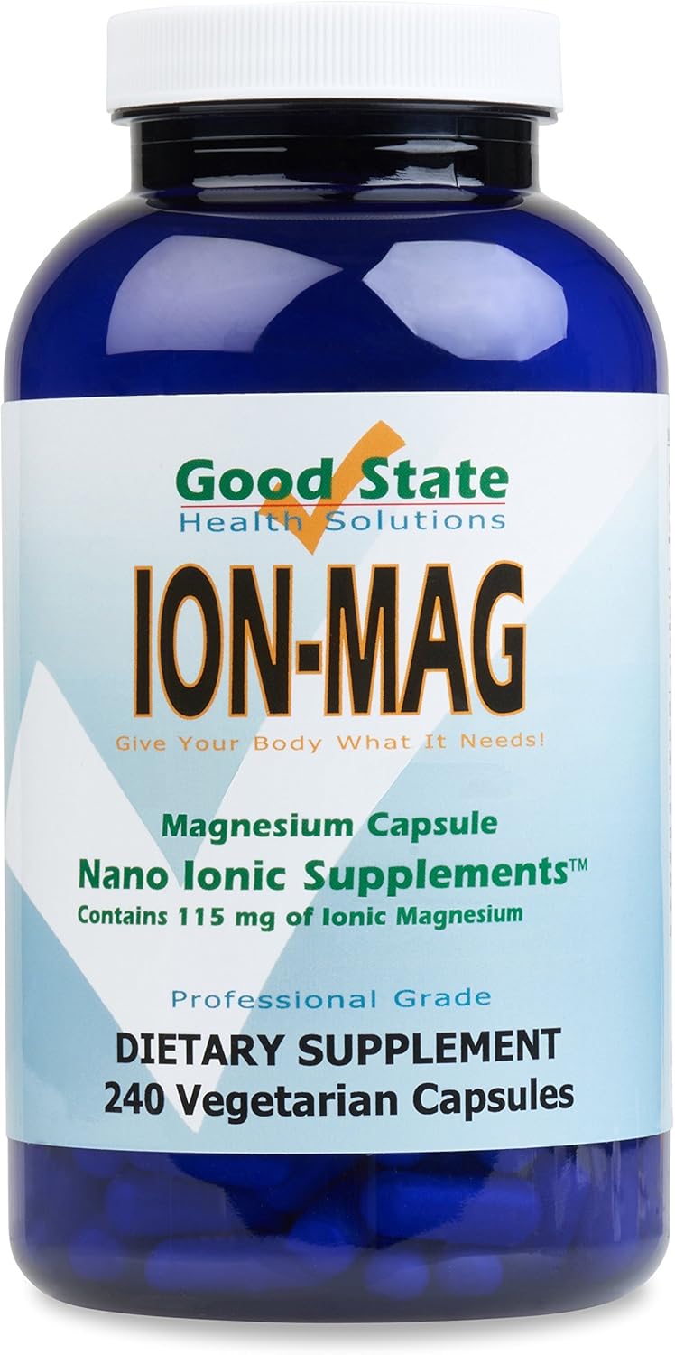 Ion-Mag Ionic Magnesium Chloride Supplement for Men and Women - 115mg per Capsule - 240 Veggie Capsules