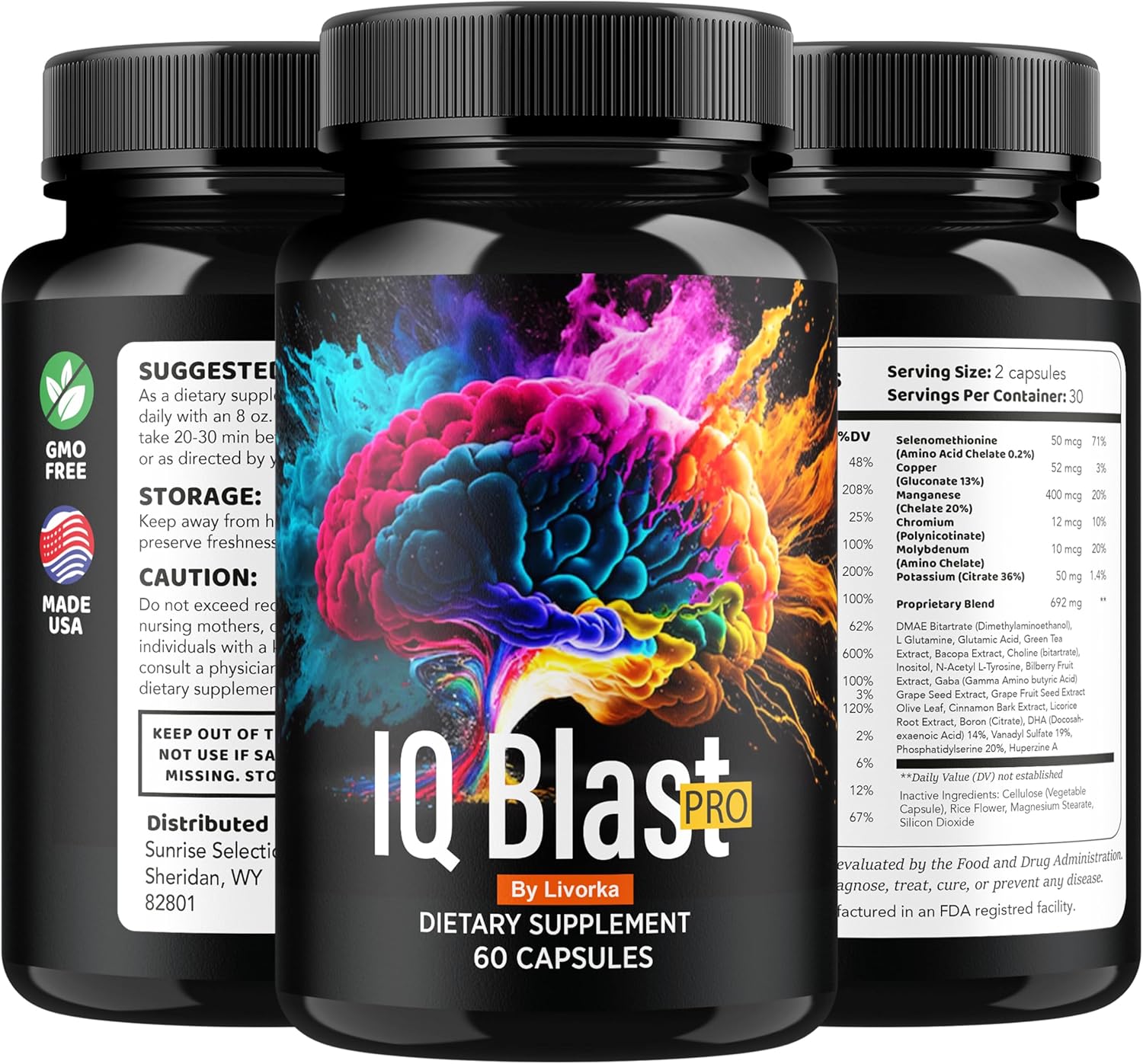IQ Blast Pro Supplement (2 Pack) - Advanced Formula Capsules for 2 Months Support
