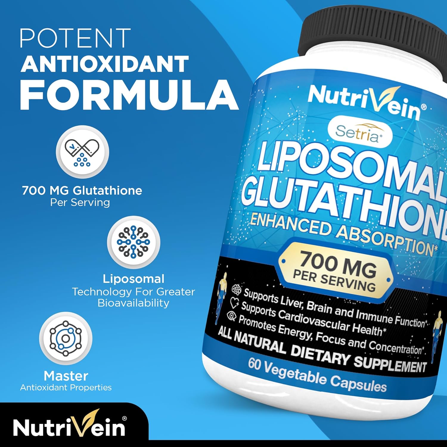 Irish Sea Moss, Ashwagandha, and Liposomal Glutathione Supplement Bundle for Immunity, Mood, Digestion & Detox - Nutrivein Premium Capsules