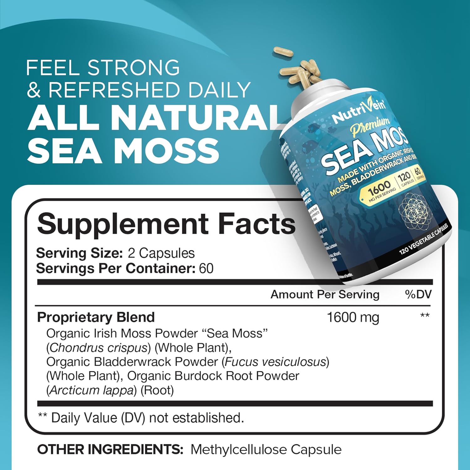 Irish Sea Moss, Ashwagandha, and Liposomal Glutathione Supplement Bundle for Immunity, Mood, Digestion & Detox - Nutrivein Premium Capsules