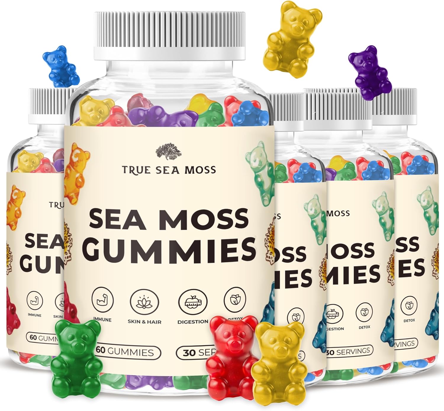 Irish Sea Moss Gummies with Burdock Root & Bladderwrack - 60ct for Immune Support, Skin & Hair Health - Made in USA, Great for All Ages