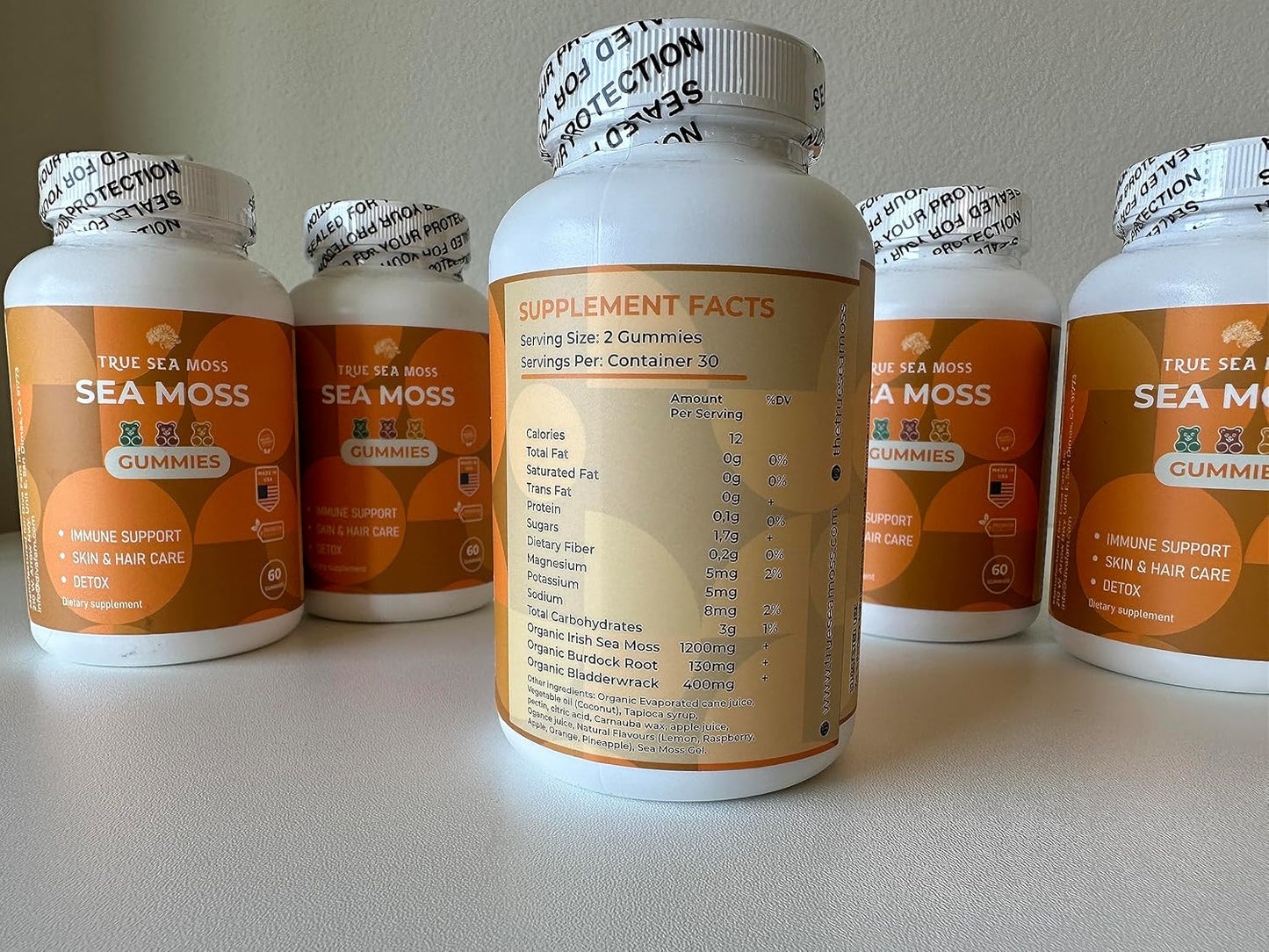 Irish Sea Moss Gummies with Burdock Root & Bladderwrack - 60ct for Immune Support, Skin & Hair Health - Made in USA, Great for All Ages