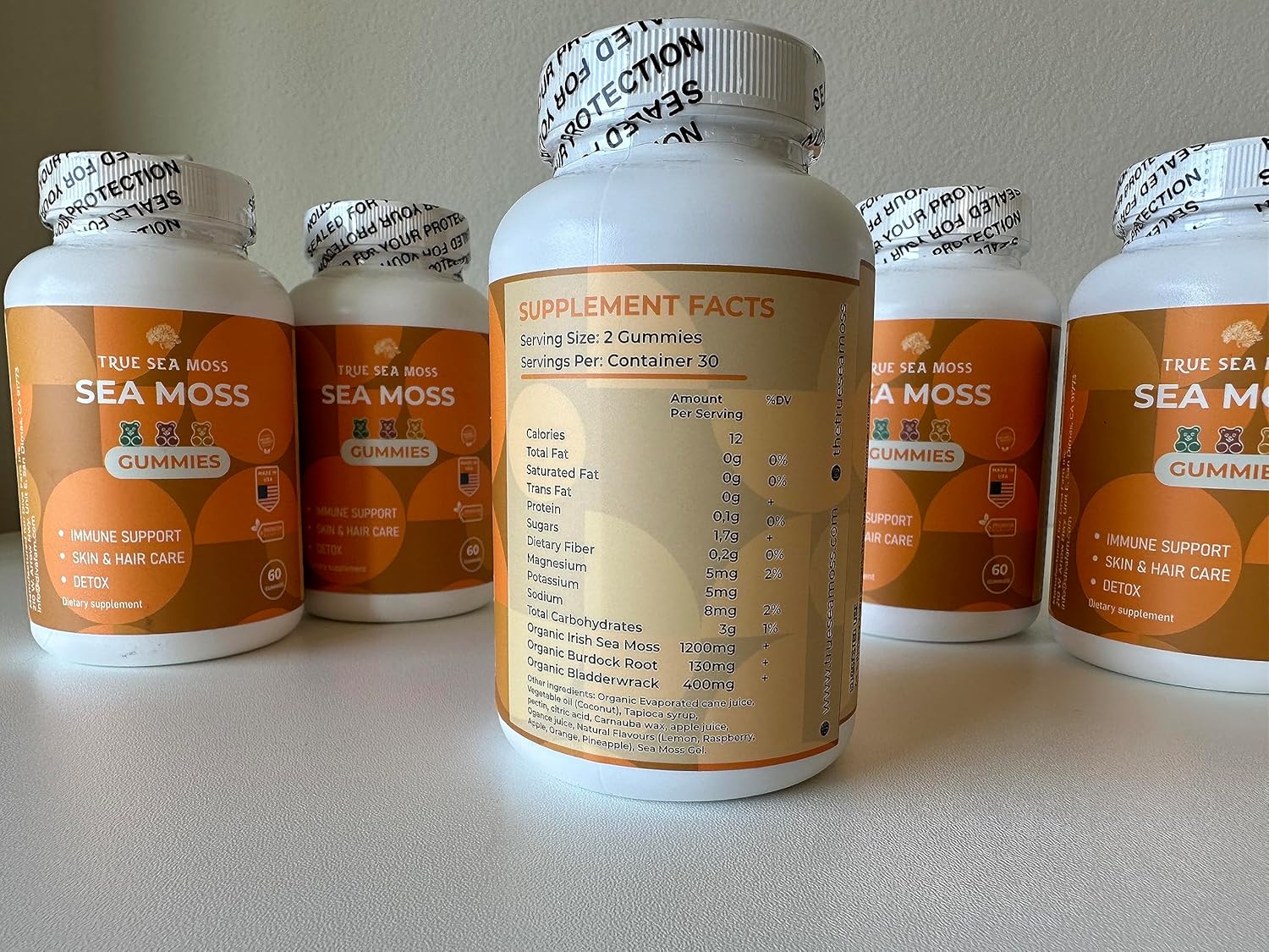 Irish Sea Moss Gummies with Burdock Root & Bladderwrack - 60ct for Immune Support, Skin & Hair Health - Made in USA, Great for All Ages