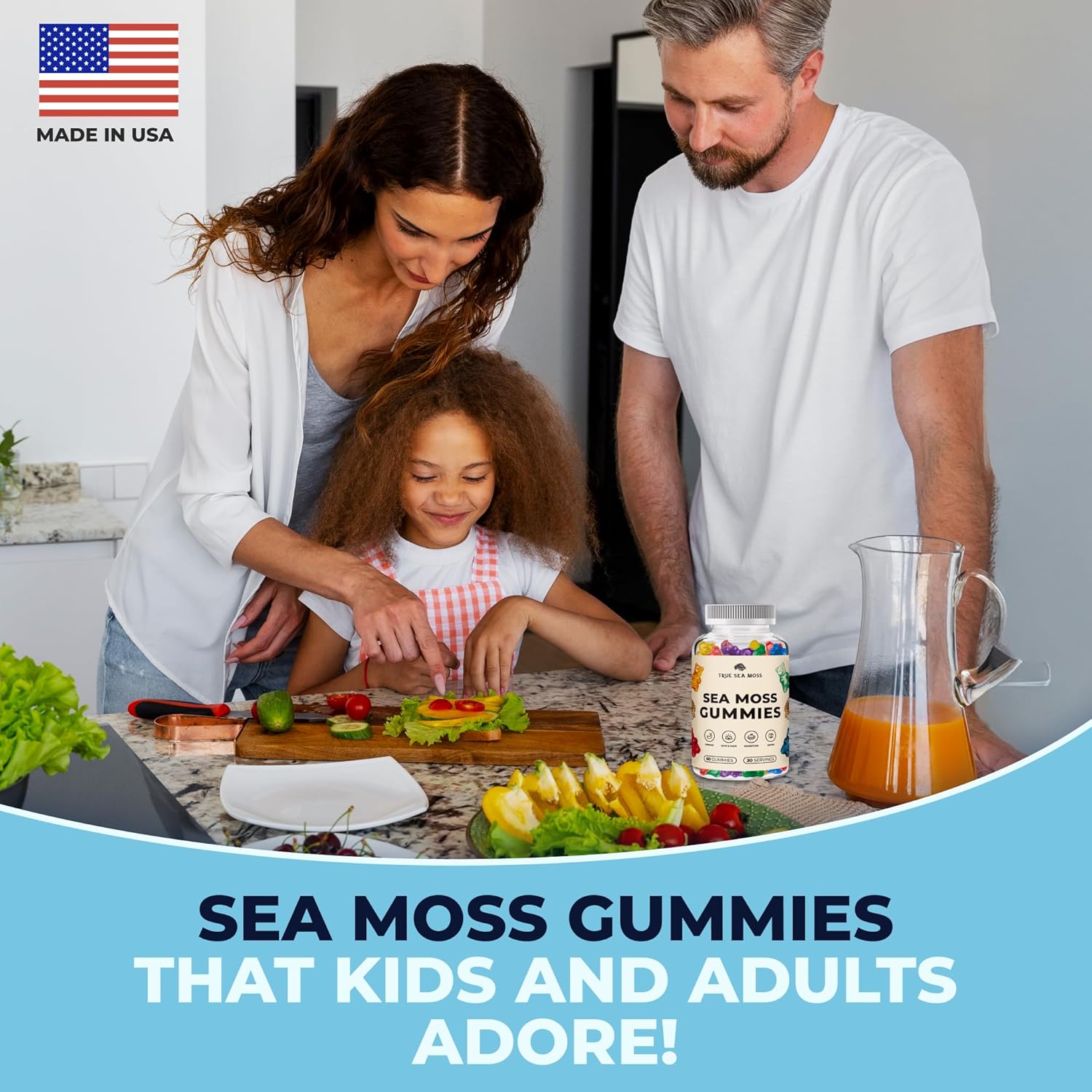 Irish Sea Moss Gummies with Burdock Root & Bladderwrack - 60ct for Immune Support, Skin & Hair Health - Made in USA, Great for All Ages