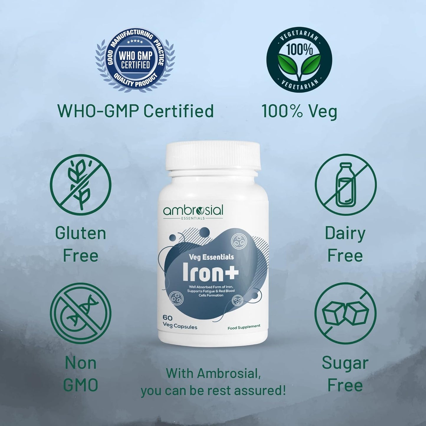 Iron+ 25mg Capsules - 60 Count Pack for Enhanced Wellness