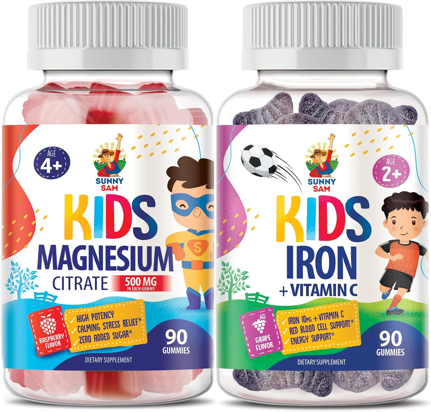 Iron and Magnesium Gummies for Kids and Adults - 500mg - Calm Chews for Mood and Muscle Support - Chewable Citrate Supplement