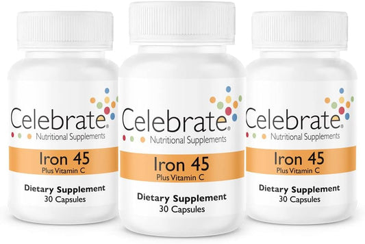 Iron and Vitamin C Supplement for Bariatric Surgery Patients - 90 Capsules, 45mg Iron, 60mg Vitamin C, Vertical Sleeve & Gastric Bypass Support