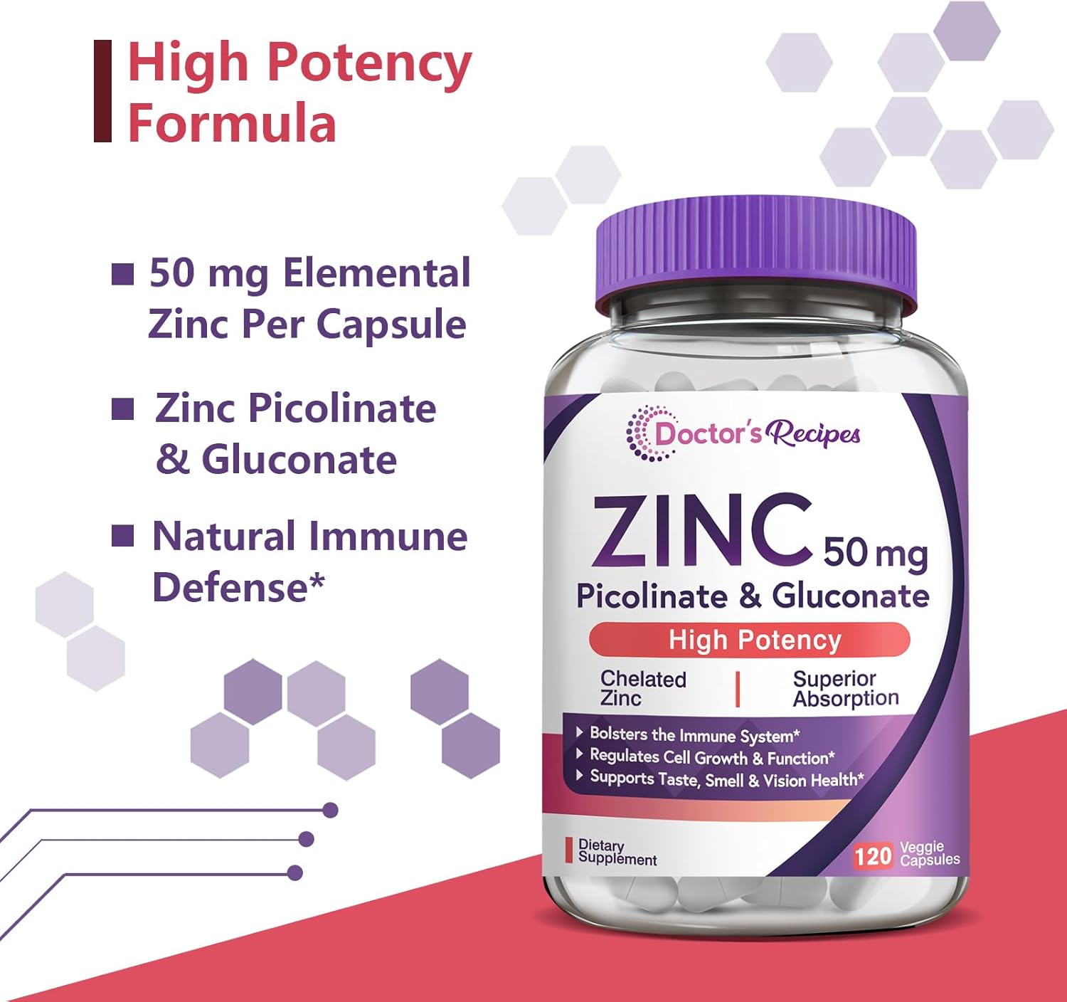 Iron and Zinc Bundle for Energy, Blood Support, and Immune Health - Doctor's Recipes for Men & Women, High Absorption, Non-GMO