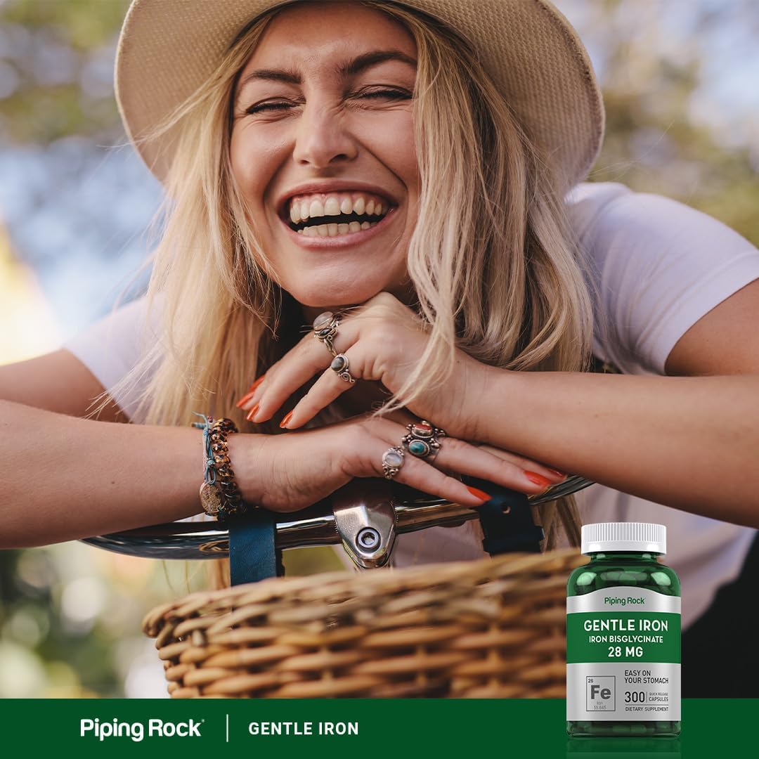 Iron Bisglycinate 28 mg Supplement - 300 Capsules | Gentle, Non-GMO, Gluten-Free Iron Formula