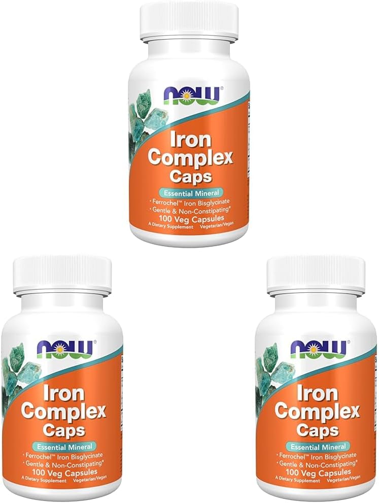 Iron Complex Capsules by NOW Foods - Non-Constipating Mineral Supplement (300 Veg Capsules)