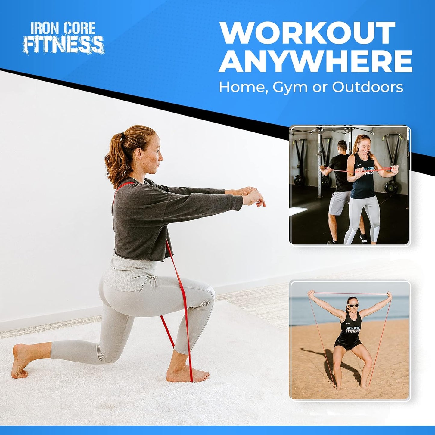 Iron Core Fitness Pull Up Assistance Resistance Bands - Enhance Strength, Power, and Flexibility with Home or Gym Training. Includes Ebooks and Workout Chart.