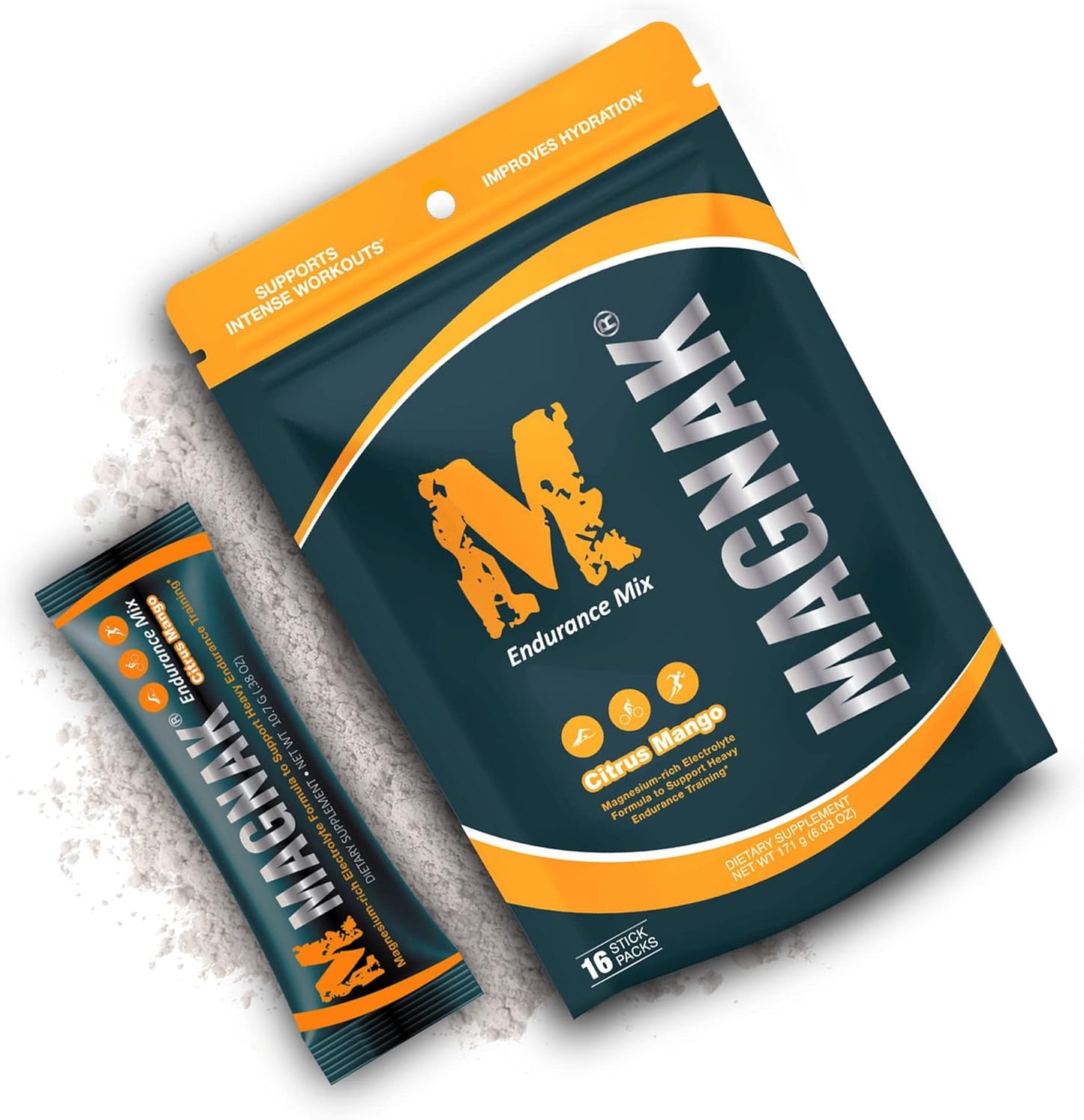 Iron Cowboy MagNaK Speed Sauce Electrolyte Powder Mix for Hydration & Energy, Citrus Mango Flavor, Gluten Free - 16 Sticks