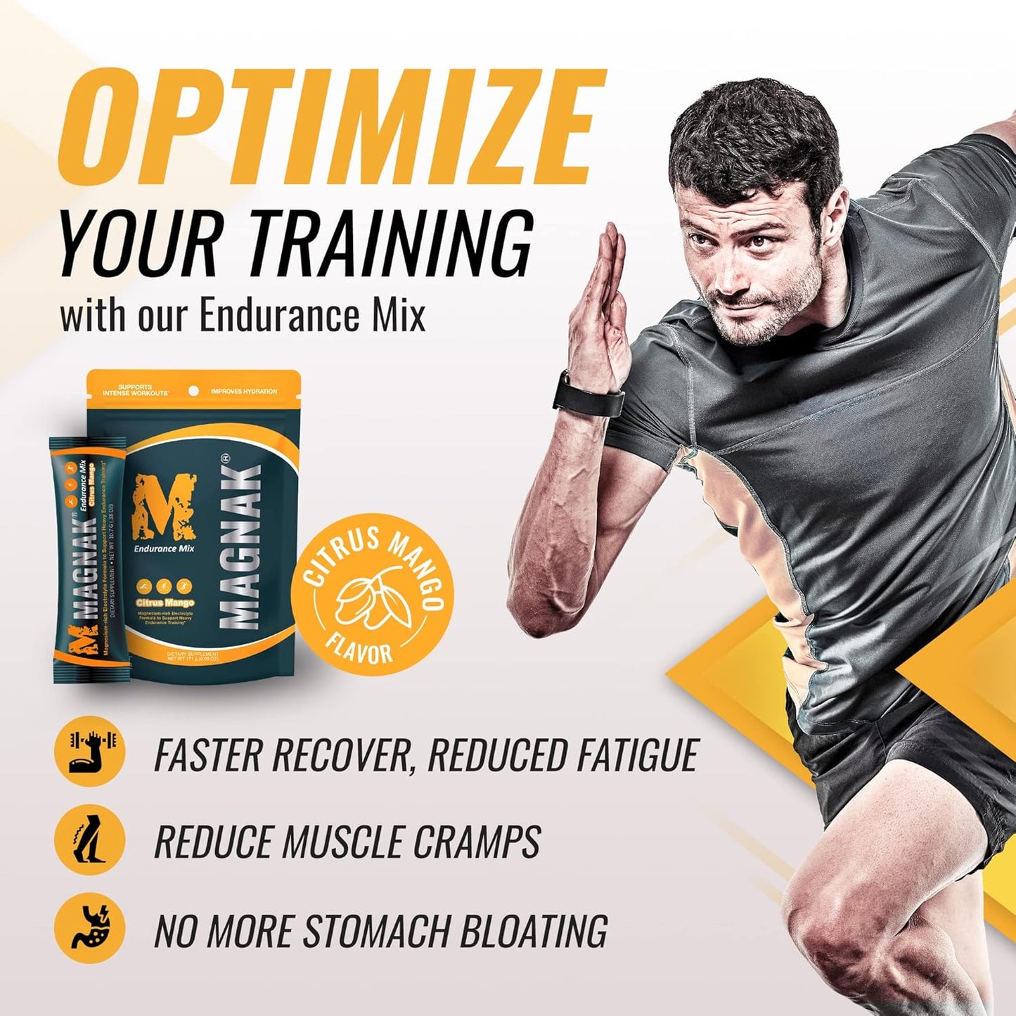 Iron Cowboy MagNaK Speed Sauce Electrolyte Powder Mix for Hydration & Energy, Citrus Mango Flavor, Gluten Free - 16 Sticks