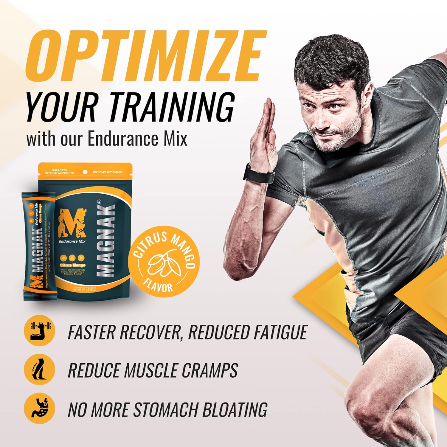 Iron Cowboy MagNaK Speed Sauce Electrolyte Powder Mix for Hydration & Energy, Citrus Mango Flavor, Gluten Free - 16 Sticks