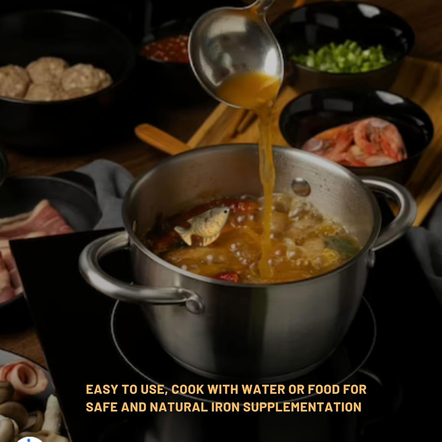 Iron Fish Cooking Tool 2 Pack - Safe Way to Add Iron Supplement for Iron Deficiency Prevention