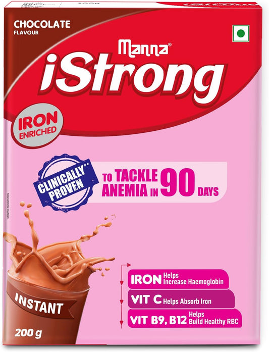 Iron-Fortified Women's Health Drink Mix with Vitamin C, B9, B12 - Manna i Strong 400g (Chocolate)