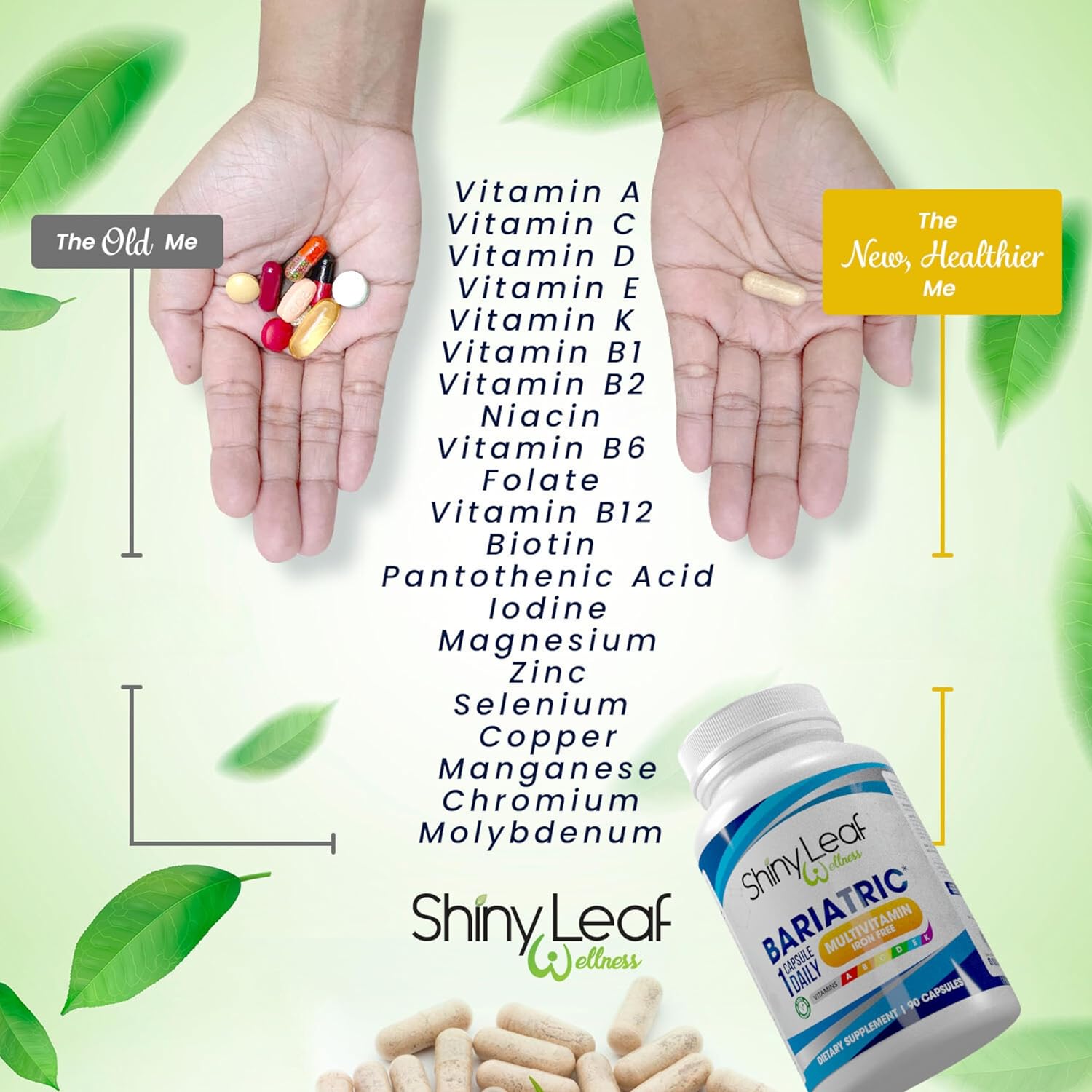 Iron-Free Bariatric Multivitamin Capsules for Post-Surgery Patients - 90 Capsules for WLS, Sleeve, Gastric Bypass