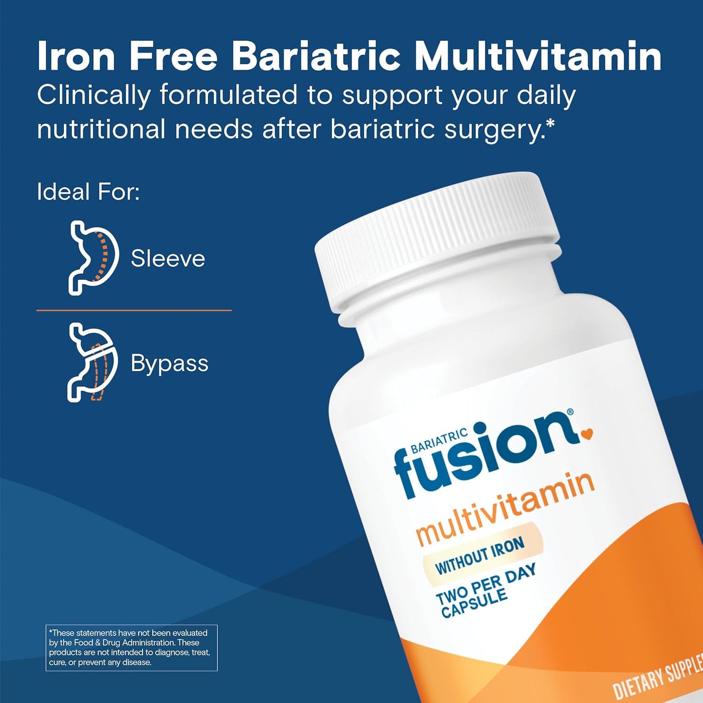 Iron-Free Bariatric Multivitamin for Gastric Bypass & Sleeve Gastrectomy | 60 Capsules | 1 Month Supply | Post-Surgery Patients