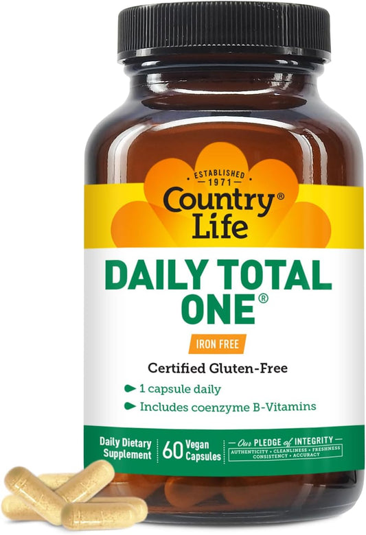 Iron-Free Daily Multivitamin for Energy Metabolism, 60 Vegan Capsules, Vitamins A, C, D, Coenzyme B-Vitamins