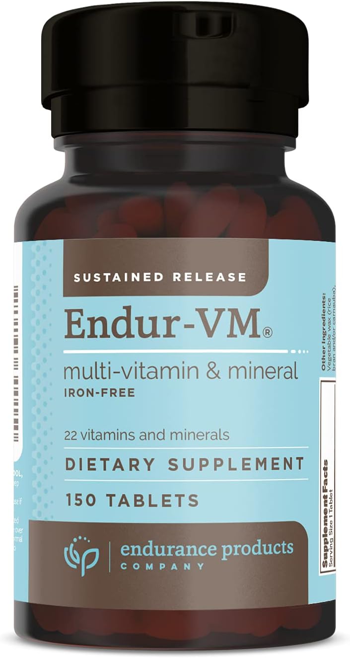 Iron-Free Endurance Products ENDUR-VM Sustained-Release Daily Multi-Vitamin with Essential Nutrients for Immune Health - 150 Tablets