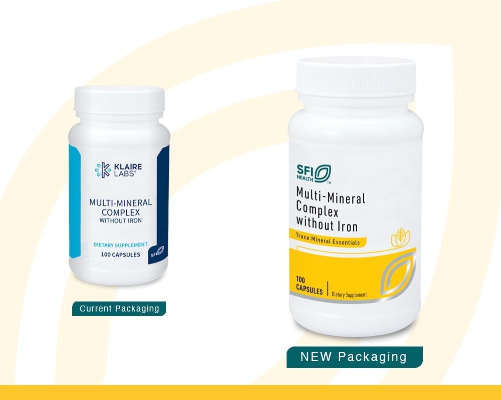 Iron-Free Klaire Labs Multi-Mineral Complex - Hypoallergenic Essential Trace Minerals with Copper & Zinc - 100 Capsules