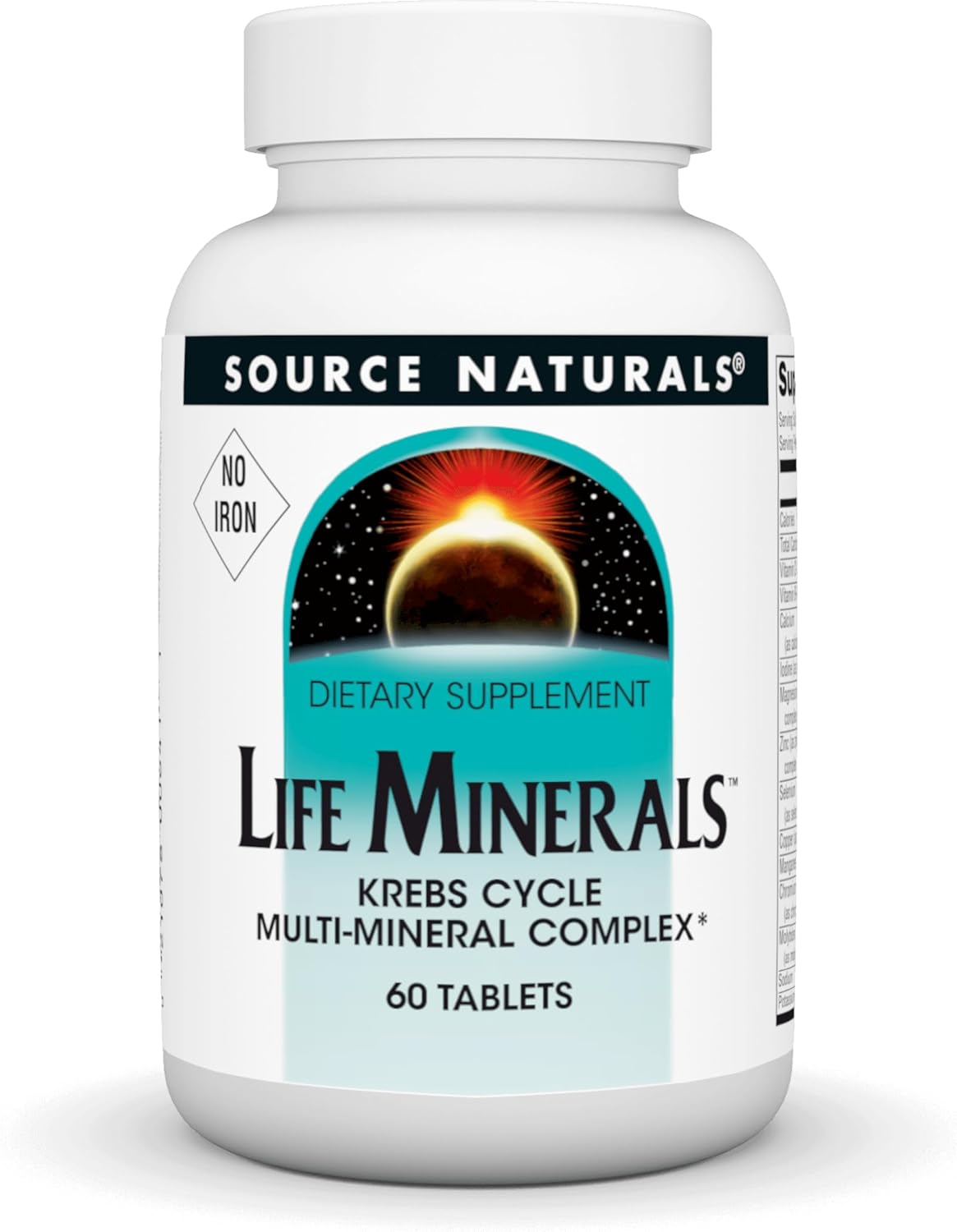 Iron-Free Krebs Cycle Multi-Mineral Complex by Source Naturals - High Bioactivity Life Minerals - 60 Tablets