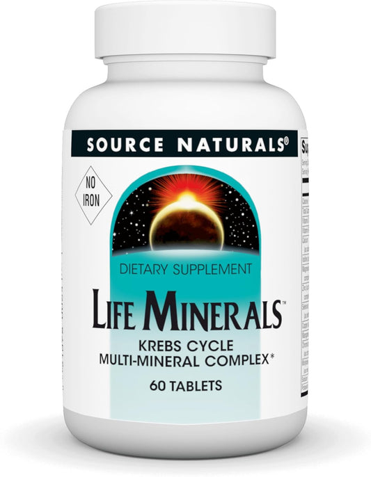 Iron-Free Krebs Cycle Multi-Mineral Complex by Source Naturals - High Bioactivity Life Minerals - 60 Tablets