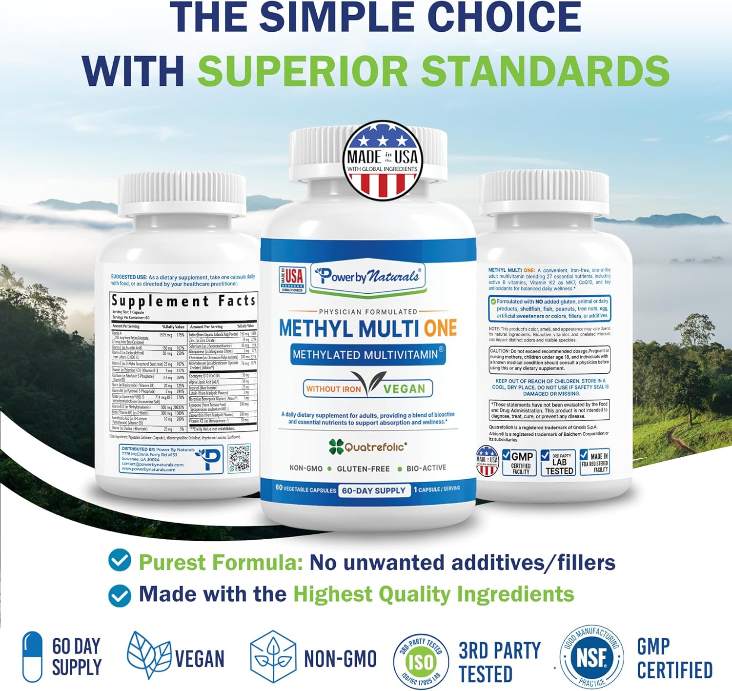 Iron-Free Methyl Multi One: Natural Energy Multivitamin for Men & Women, 2-PK - B12, P5P, Folate, CoQ10, Zinc - MTHFR Support