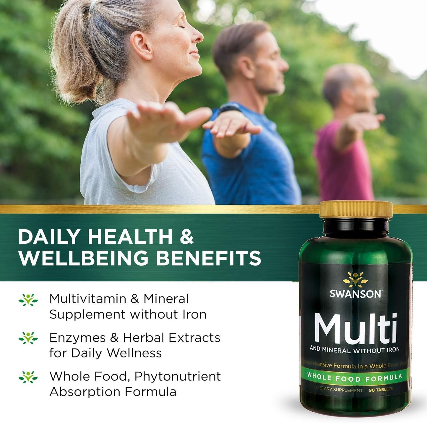 Iron-Free Multivitamin Multimineral Health Supplement - Swanson Whole-Food Formula (2 Pack, 90 Tabs)