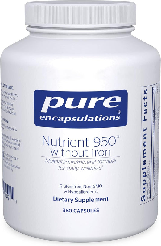 Iron-Free Pure Encapsulations Nutrient 950 - 360 Capsules for Cardiovascular, Immune, Cellular Health, Bones, Hormones, and Carbs Utilization