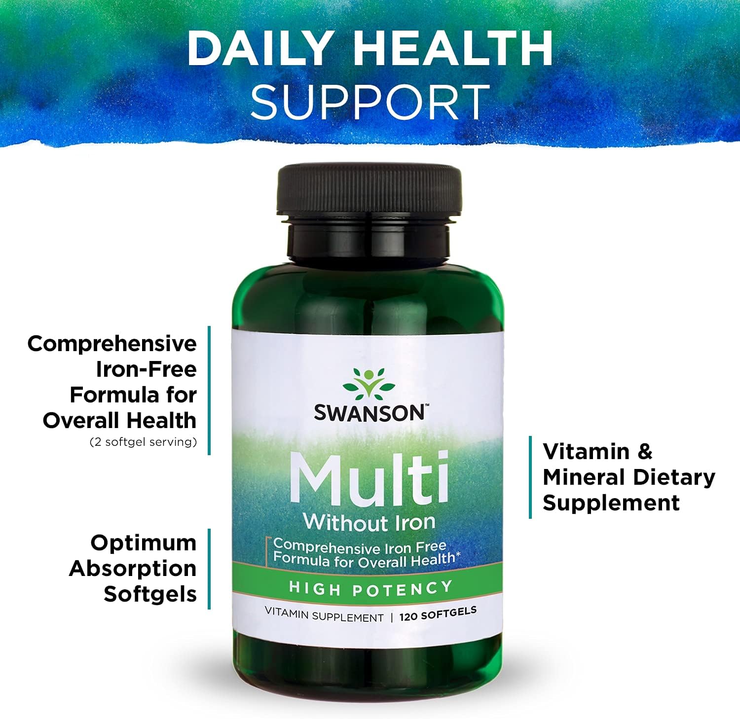 Iron-Free Swanson Multi Multivitamin Health Supplement Softgels - 360 Count