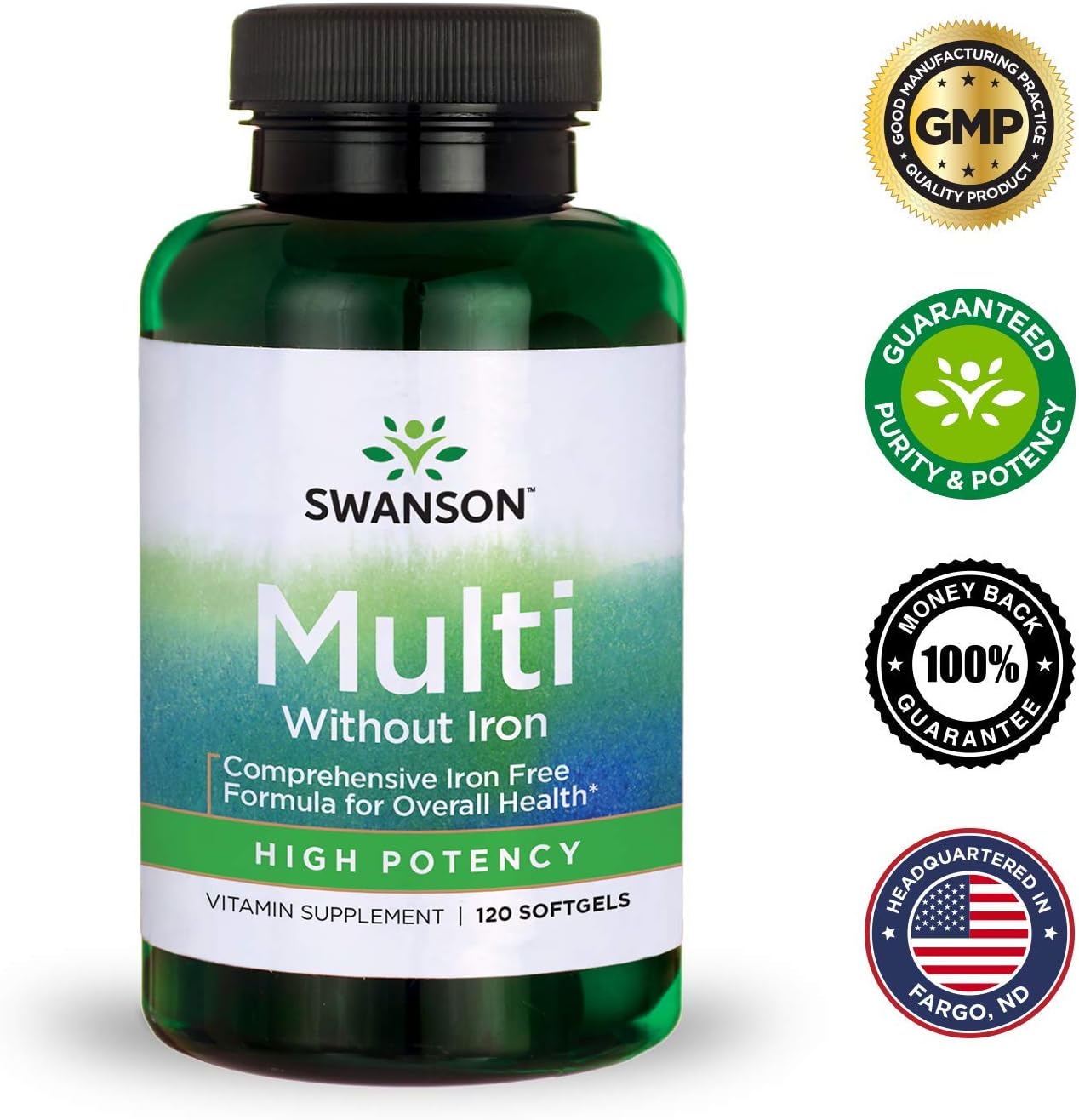 Iron-Free Swanson Multi Multivitamin Health Supplement Softgels - 360 Count
