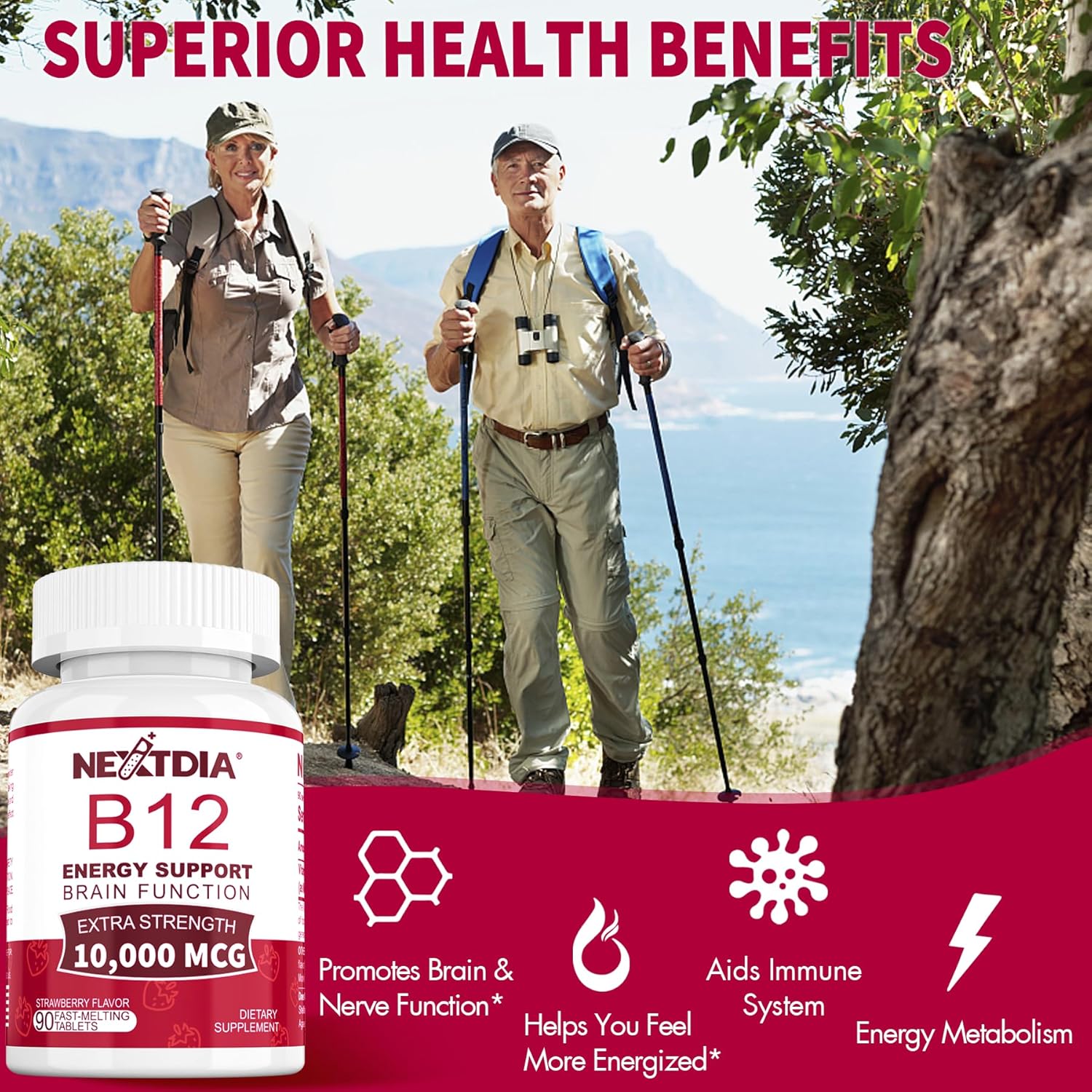 Iron Gummies with 26mg + Vitamin B12 Methylcobalamin 10000mcg - Nextdia Tablets