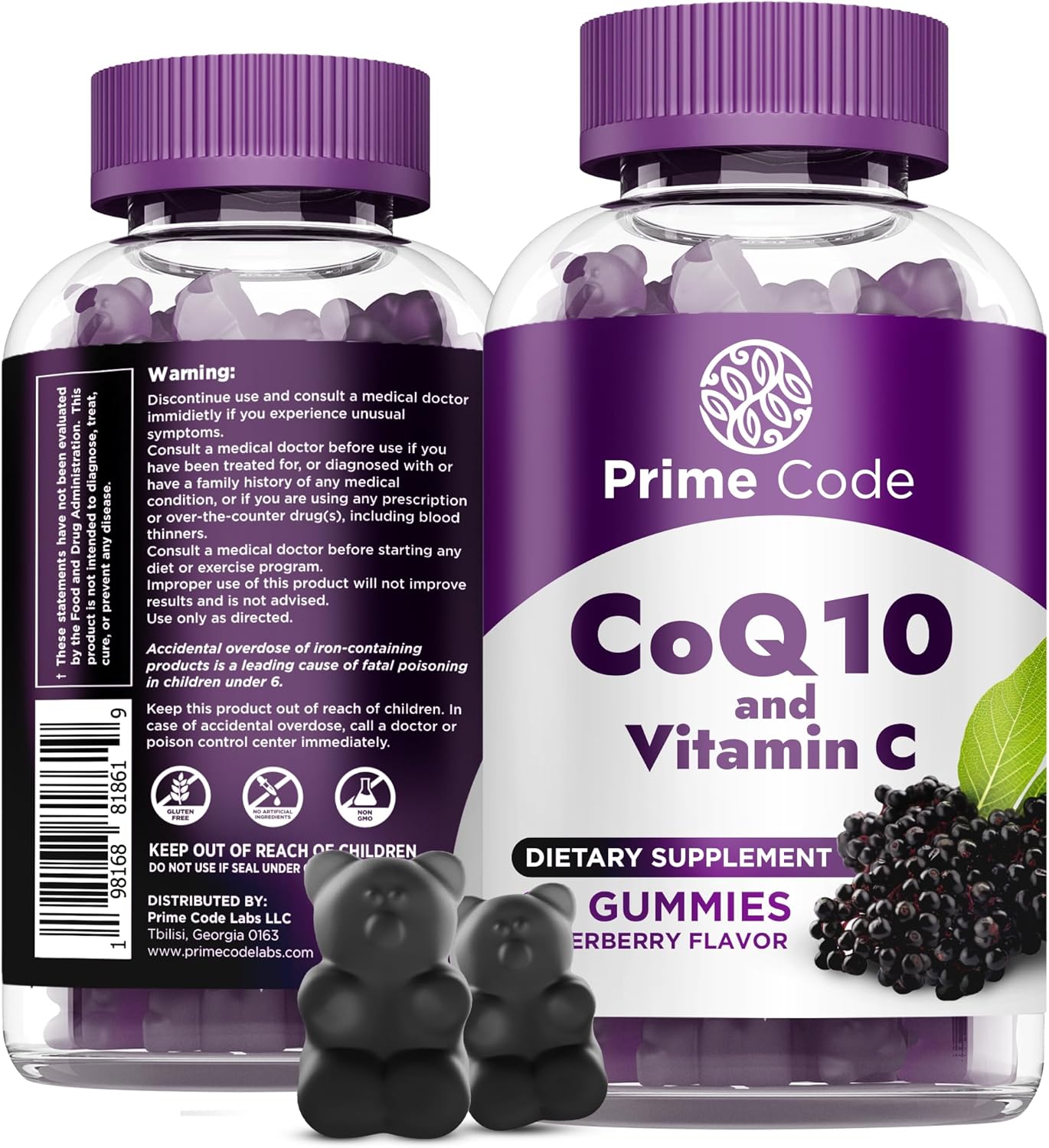 Iron Gummies with Vitamin B12, CoQ10, and Vitamin C for Men & Women - 2 in 1 Formula