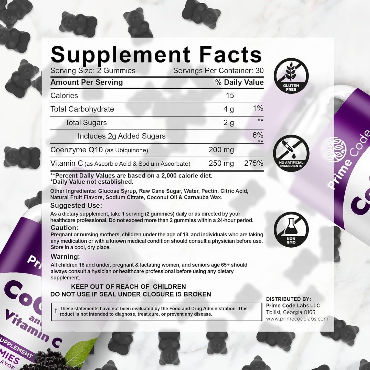 Iron Gummies with Vitamin B12, CoQ10, and Vitamin C for Men & Women - 2 in 1 Formula