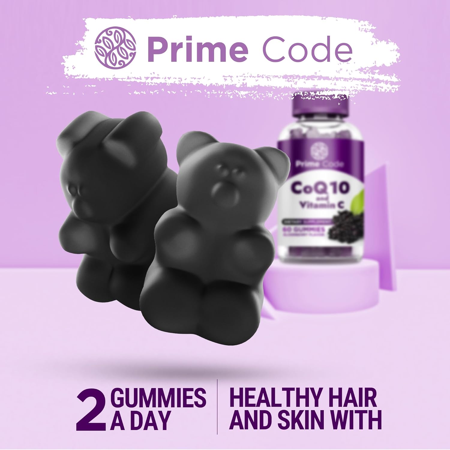 Iron Gummies with Vitamin B12, CoQ10, and Vitamin C for Men & Women - 2 in 1 Formula