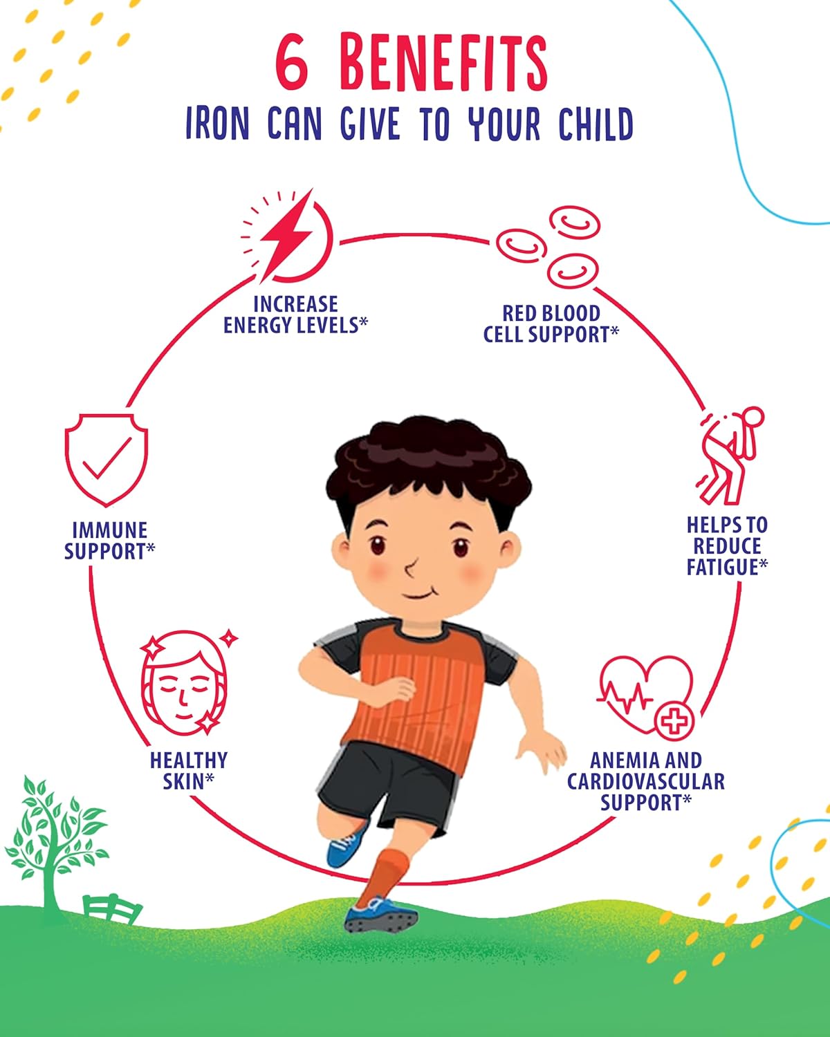 Iron Gummies with Vitamin C for Kids & Adults - 10mg per Serving - Chewable Fruit Gummy for Immune Support & Red Blood Cell Production