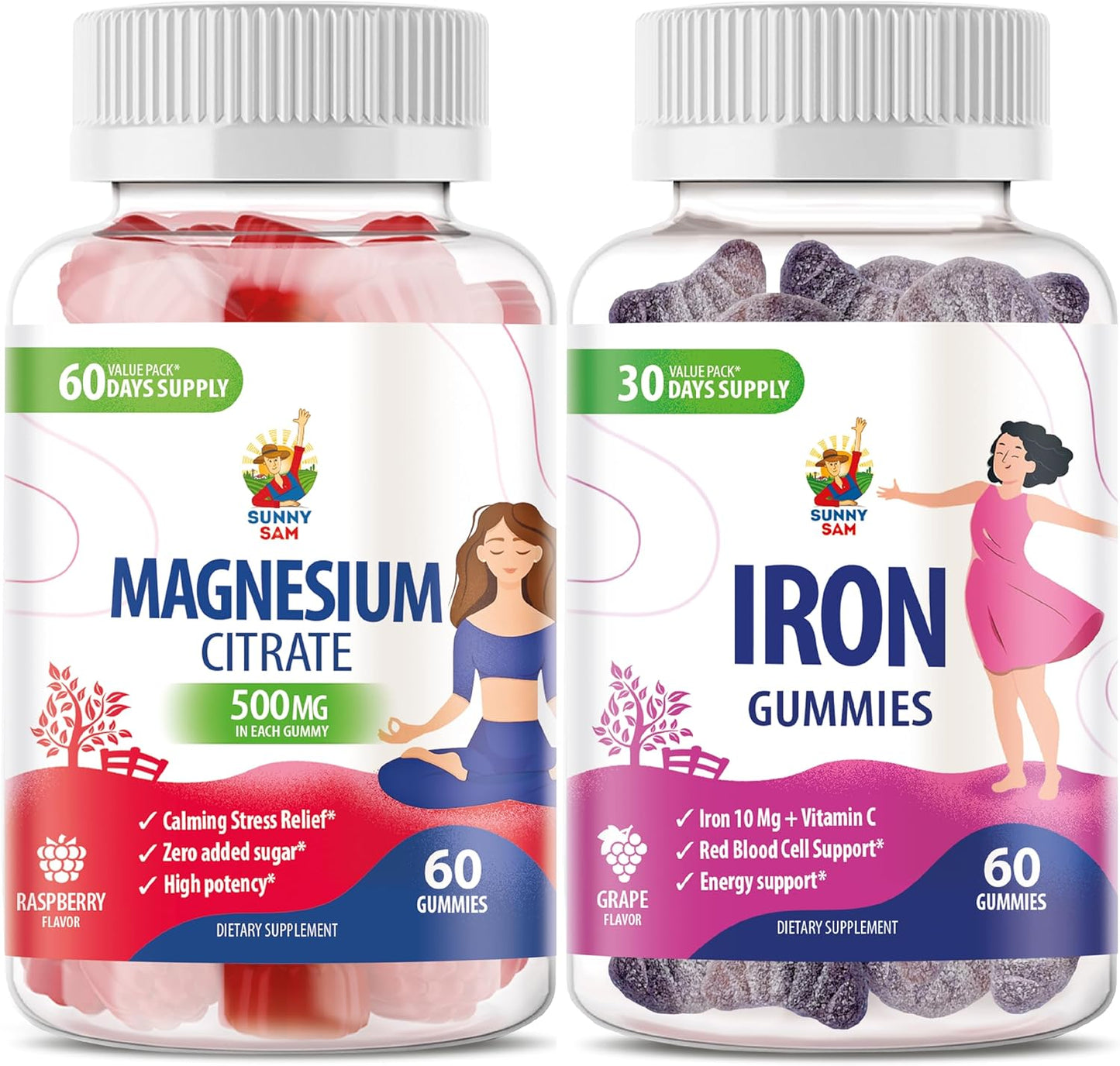 Iron Gummy Vitamins with Vitamin C & Magnesium for Adults - SUNNY SAM
